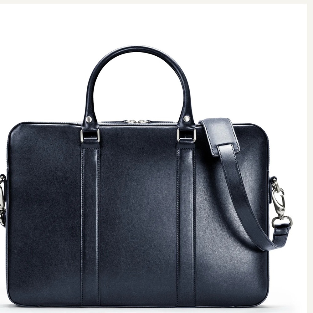 Sophisticated Blue Leather Briefcase for Men and ladies - Picture 3 of 11